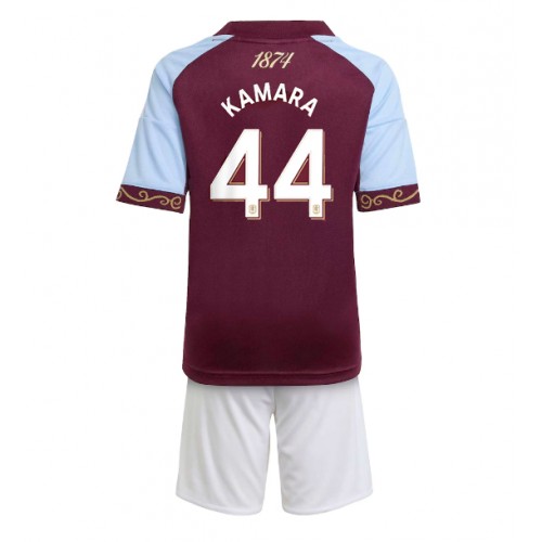 Stroje piłkarskie Aston Villa Boubacar Kamara #44 Koszulka Podstawowej dla dzieci 2025-26 Krótki Rękaw (+ szorty)